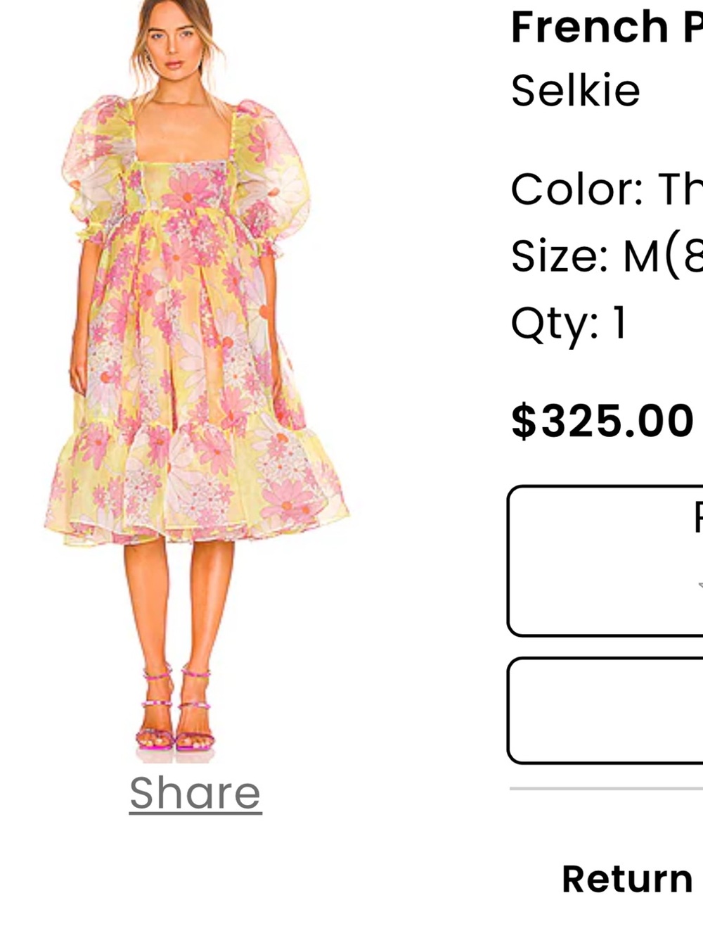 Selkie Yellow Dress with Pink and White Floral Print
